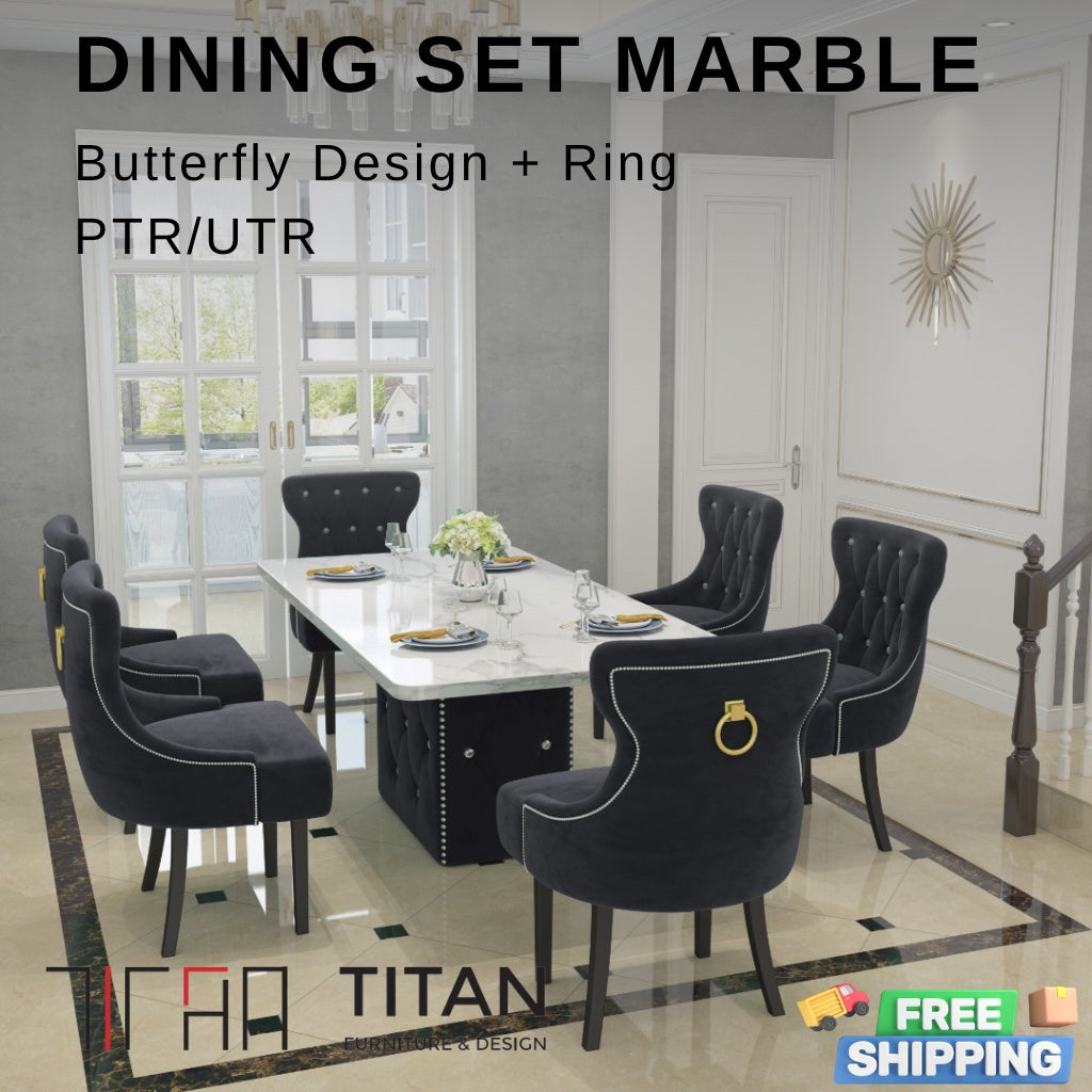 Butterfly Dining Set Marble Table