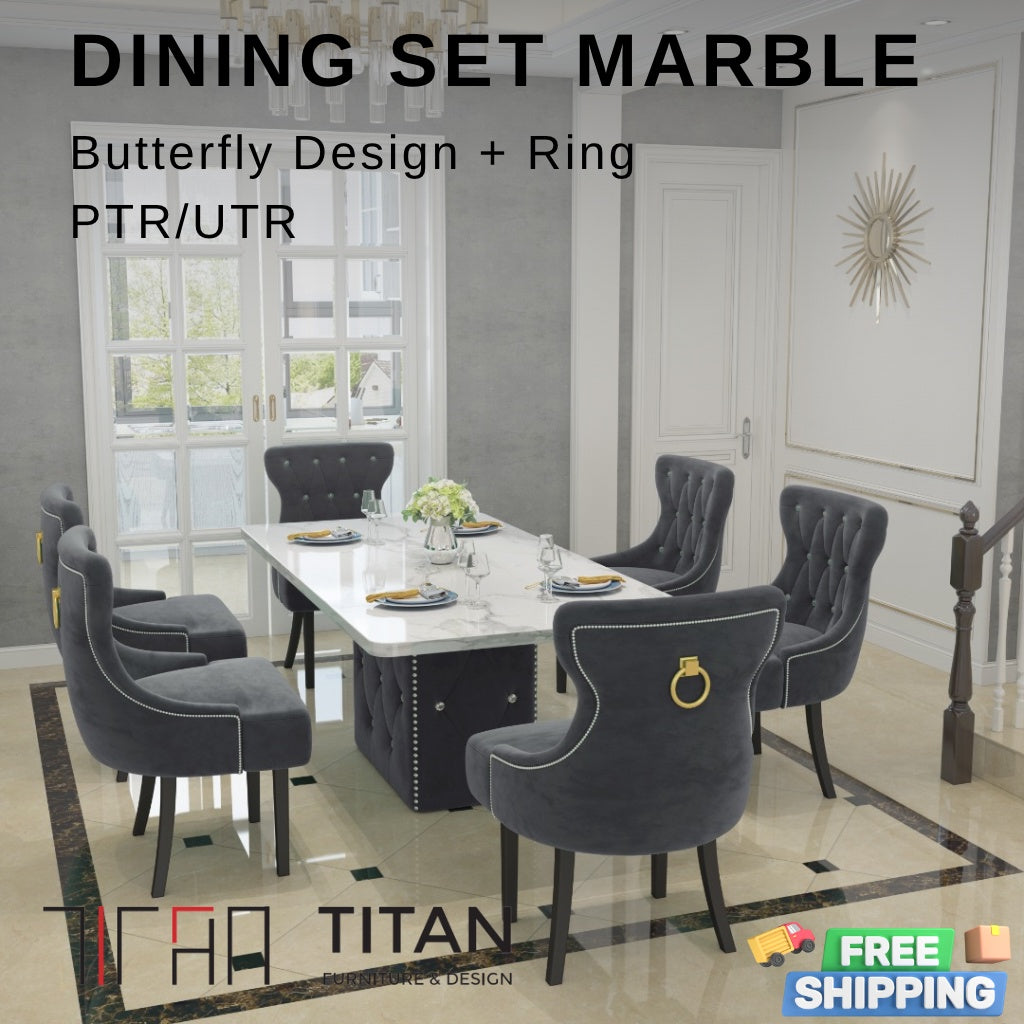 Butterfly Dining Set Marble Table