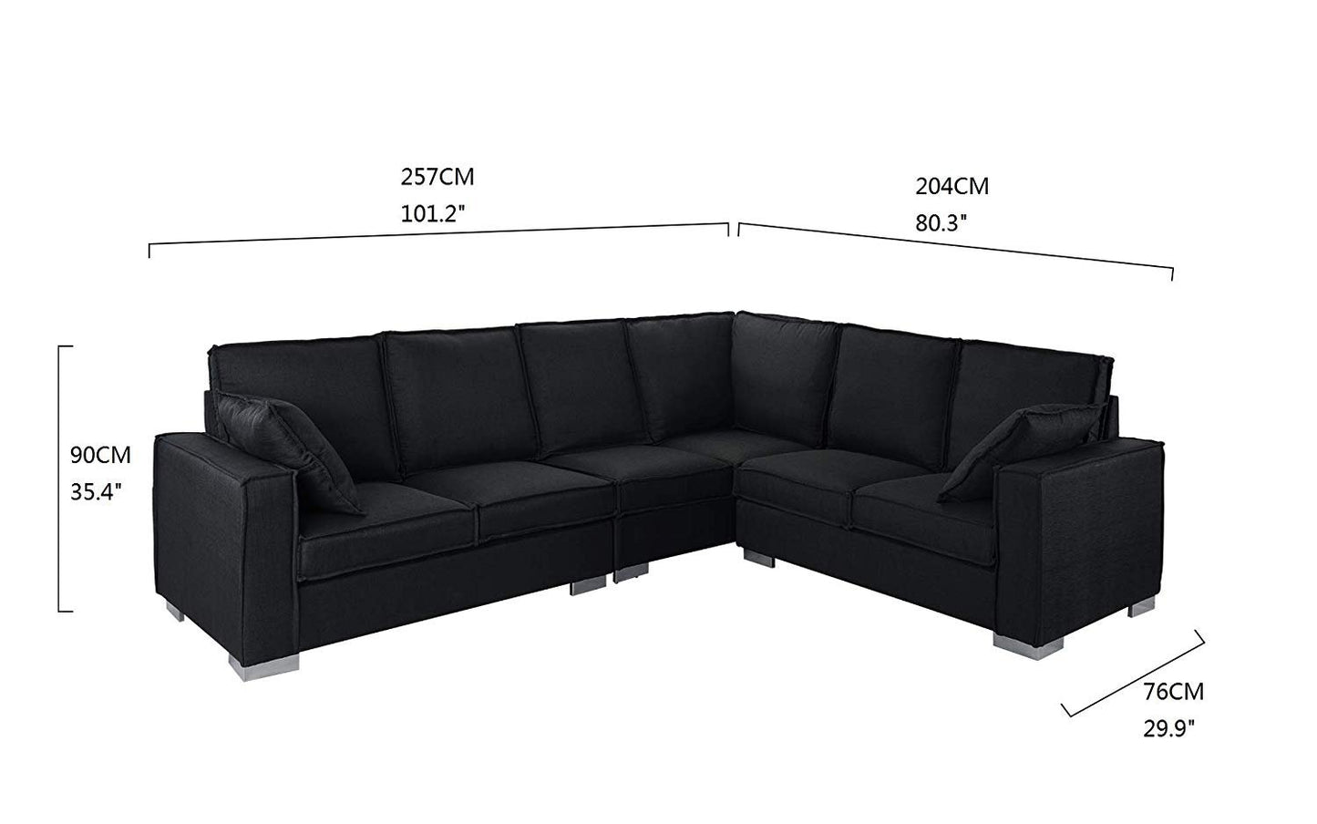 TITAN 6 Seater Large Living Room Fabric L-Shape Sectional Sofa